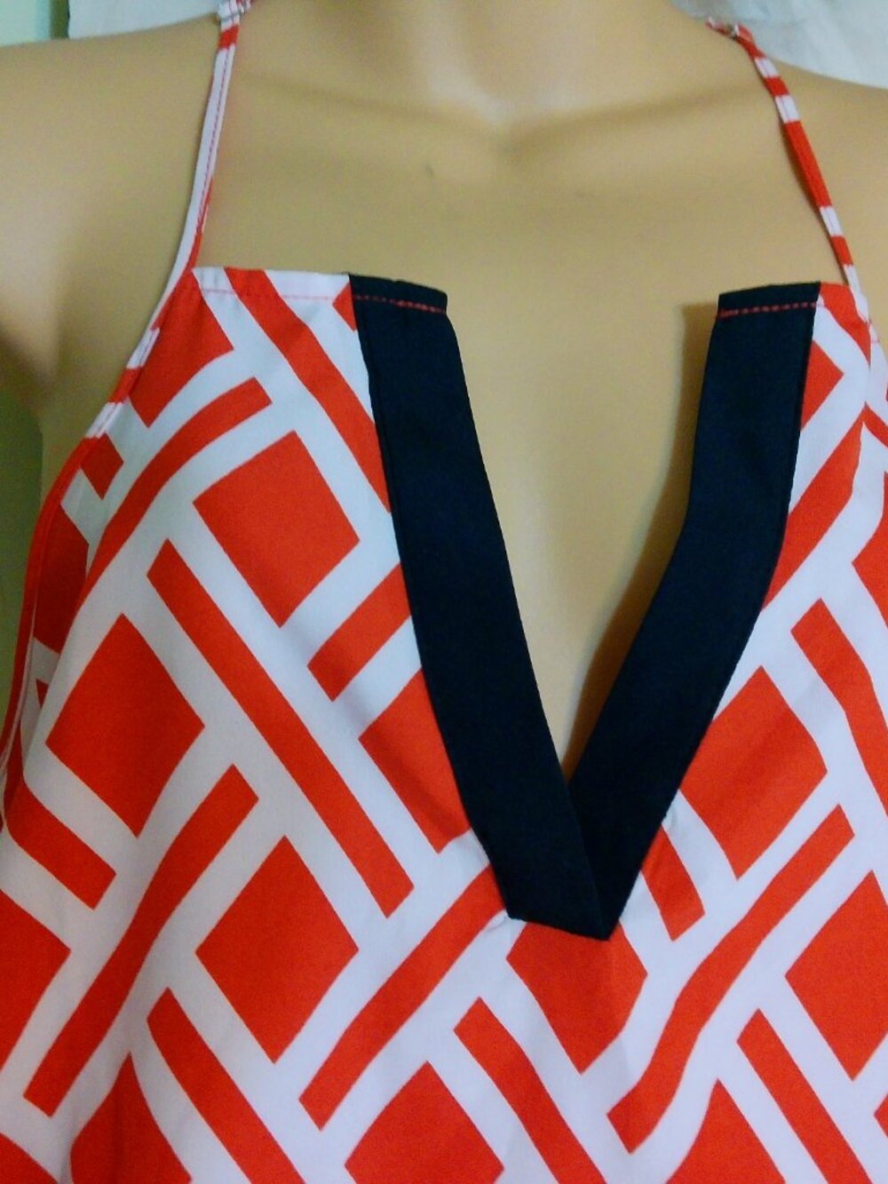 MUDPIE DRESS RED WHITE AND NAVY SIZE MED GOOD SHAPE BELT MISSING - Picture 2 of 3